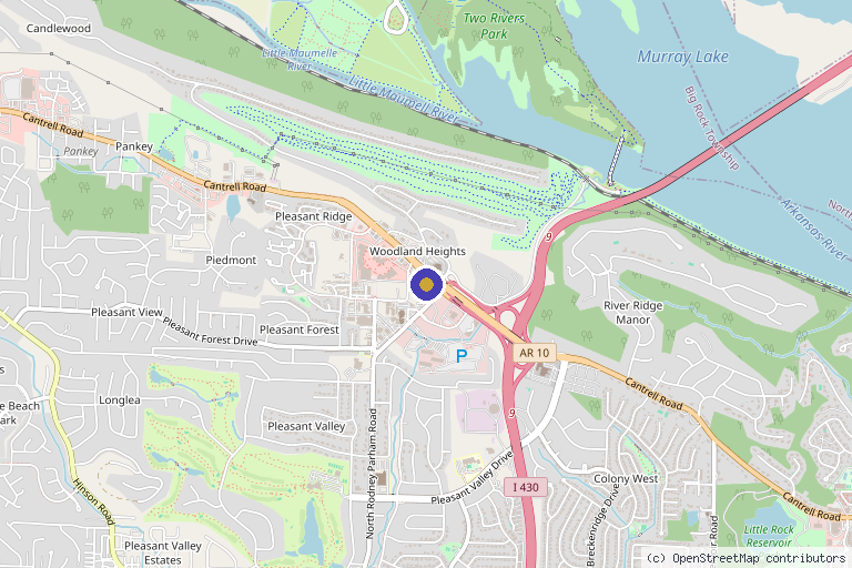 Map showing the location of SKN at Franks Dermatology in Little Rock, AR