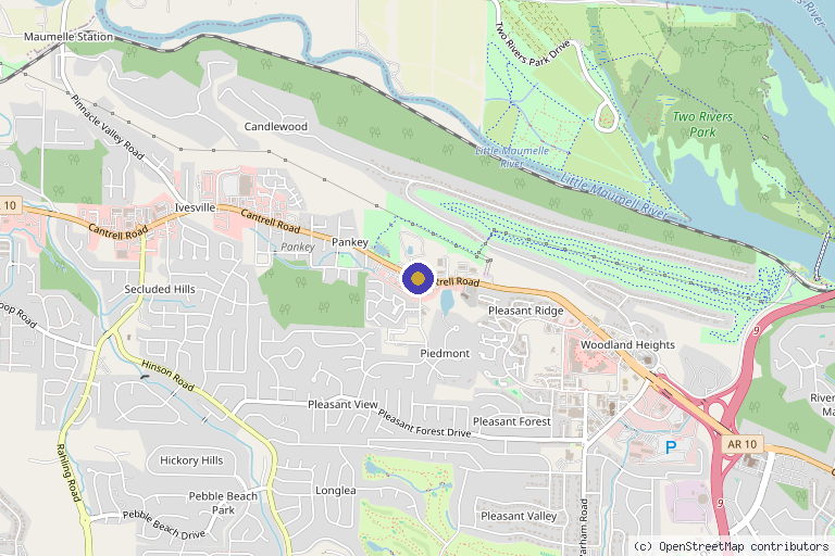 Map showing the location of Natural State Health Center in Little Rock, AR