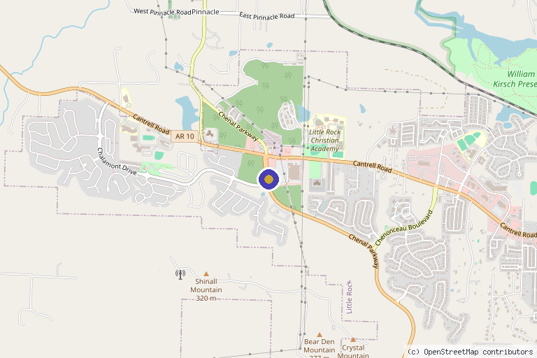 Map showing the location of Beyond Wellness Little Rock in Little Rock, AR