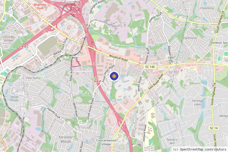 Map showing the location of Rejuven Joint Care in Greenville, SC