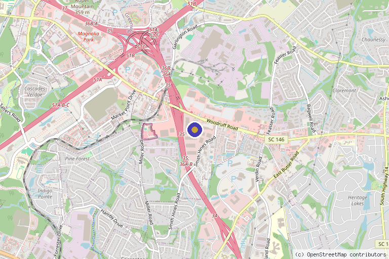 Map showing the location of True Health Regenerative Therapy in Greenville, SC