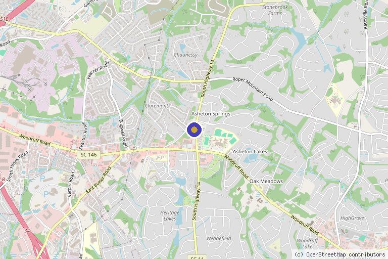 Map showing the location of Youthful You in Greenville, SC