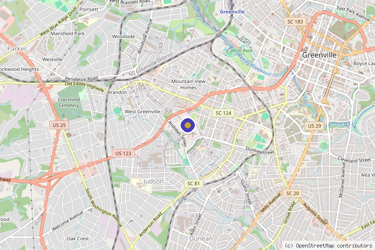 Map showing the location of Upstate Regenerative Medicine in Greenville, SC