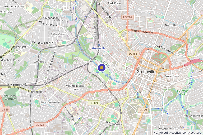 Map showing the location of Arvé Aesthetics in Greenville, SC