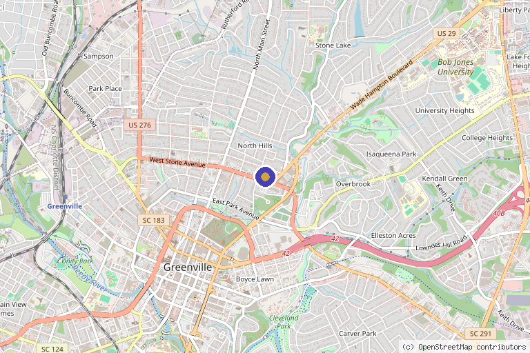 Map showing the location of OptimalSelf MD in Greenville, SC