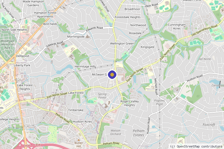 Map showing the location of Magnolia Medical Aesthetics in Greenville, SC