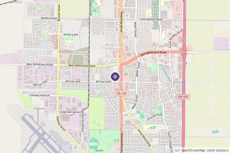 Map showing the location of Star Physical Therapy Of Santa Maria in Santa Maria, CA