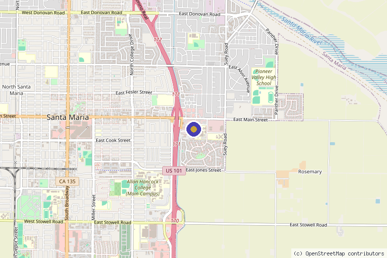 Map showing the location of Restorative Spine and Pain in Santa Maria, CA
