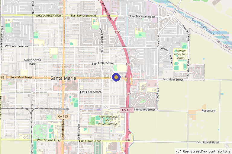 Map showing the location of 5 Star Medical Spa - Santa Maria in Santa Maria, CA