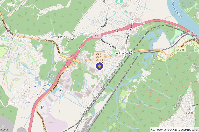 Map showing the location of Lookout Valley Chiropractic in Chattanooga, TN