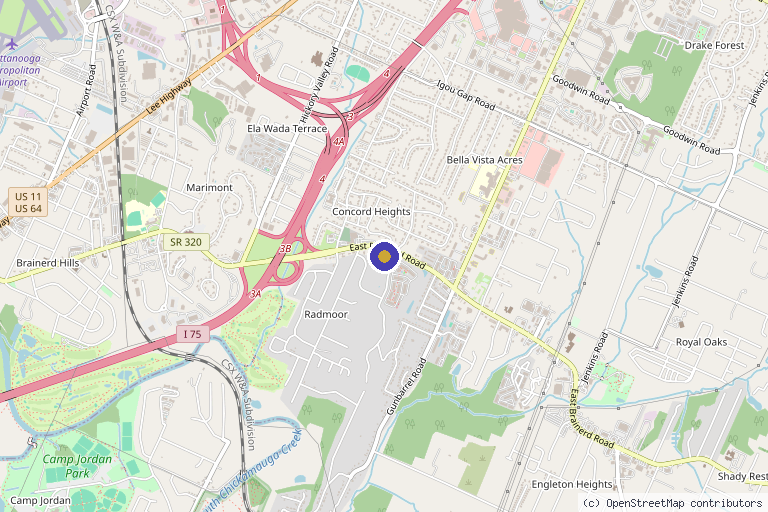Map showing the location of Eumorphia Medical Aesthetics in Chattanooga, TN