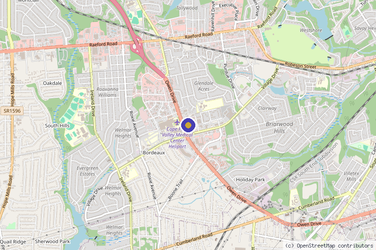 Map showing the location of Skin Specialists of Fayetteville in Fayetteville, NC