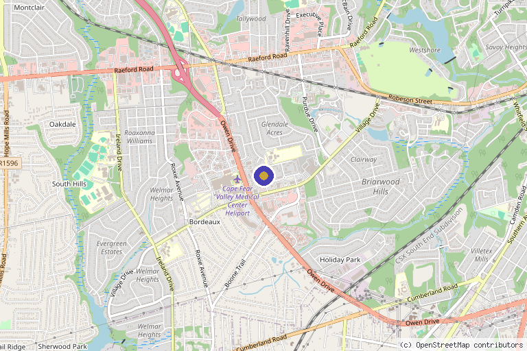 Map showing the location of Vanity Esteem Colonics & Body Contouring in Fayetteville, NC
