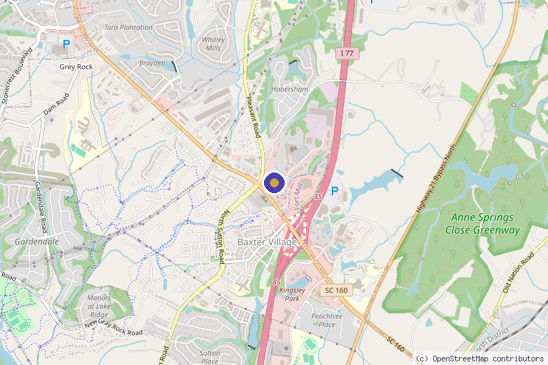Map showing the location of Infinite Wellness Center in Fort Mill, SC