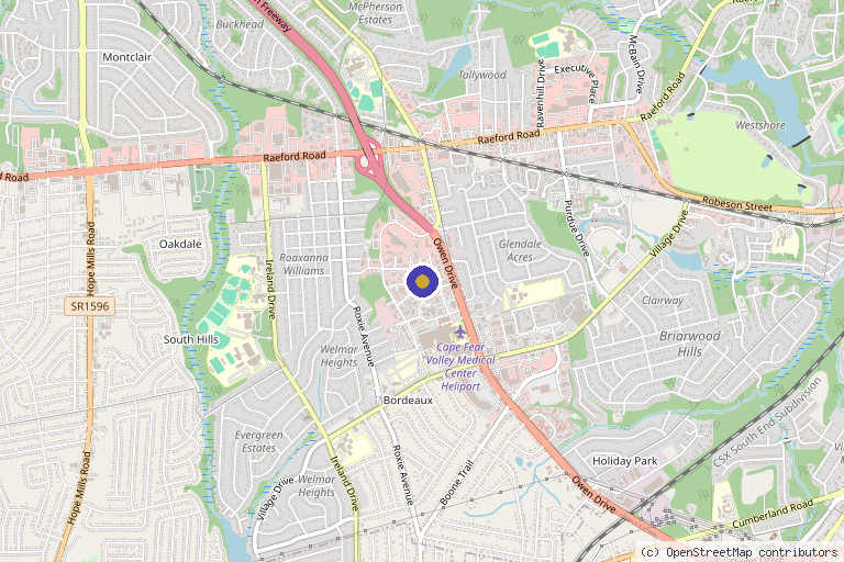 Map showing the location of Allure Aesthetics & Medical Spa in Fayetteville, NC