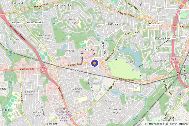 Map showing the location of Age-Undefined Aesthetics in Fayetteville, NC