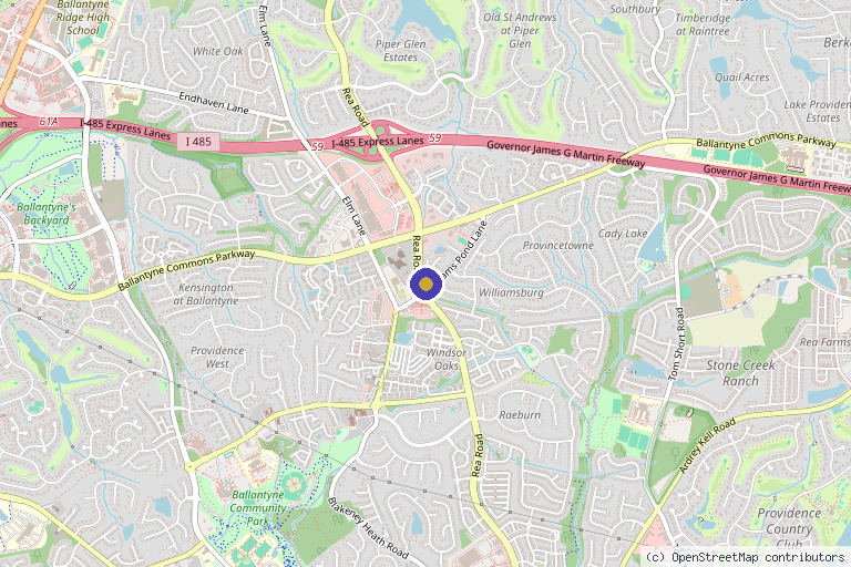 Map showing the location of The Modern Aesthetic in Charlotte, NC