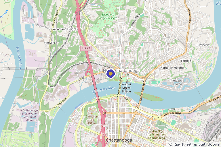 Map showing the location of Alchemy MedSpa + Wellness Center in Chattanooga, TN