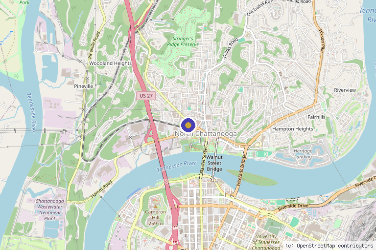 Map showing the location of Premier Medical Aesthetics in Chattanooga, TN