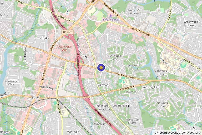 Map showing the location of Retro Spa & Wellness, PLLC in Fayetteville, NC