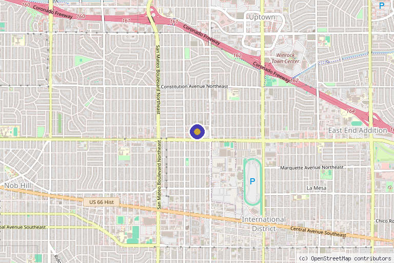Map showing the location of ABQ Regenerative Medicine in Albuquerque, NM