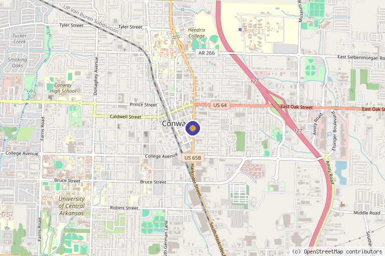 Map showing the location of Rejuvenation Wellness Lounge in Conway, AR