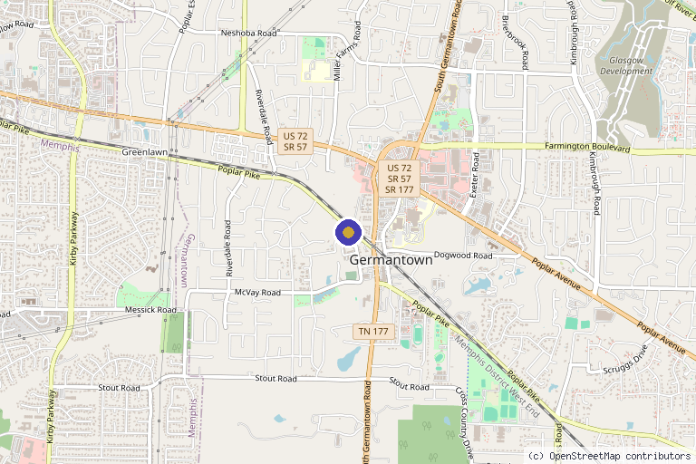Map showing the location of Germantown Aesthetics - Gregory Laurence, MD in Germantown, TN
