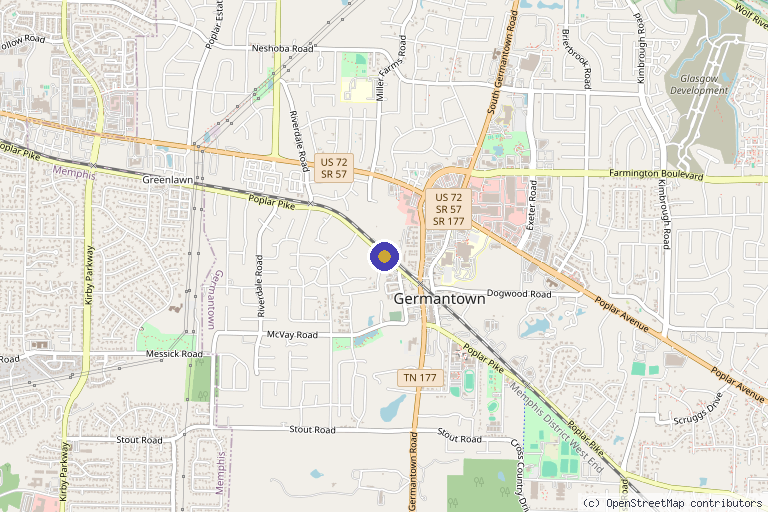 Map showing the location of SYLF Regenerative Medicine in Germantown, TN