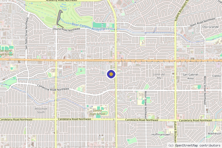 Map showing the location of Bloom Aesthetics and Wellness in Albuquerque, NM