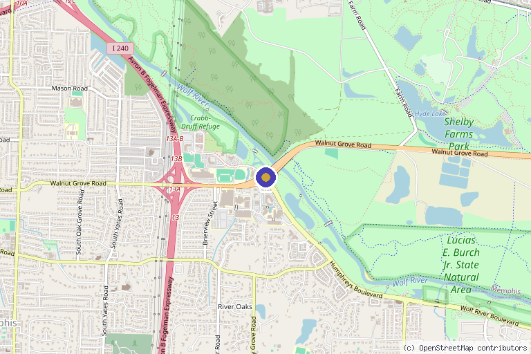 Map showing the location of Baptist Cancer Center-Malignant Hematology & Stem Cell Clinic in Memphis, TN