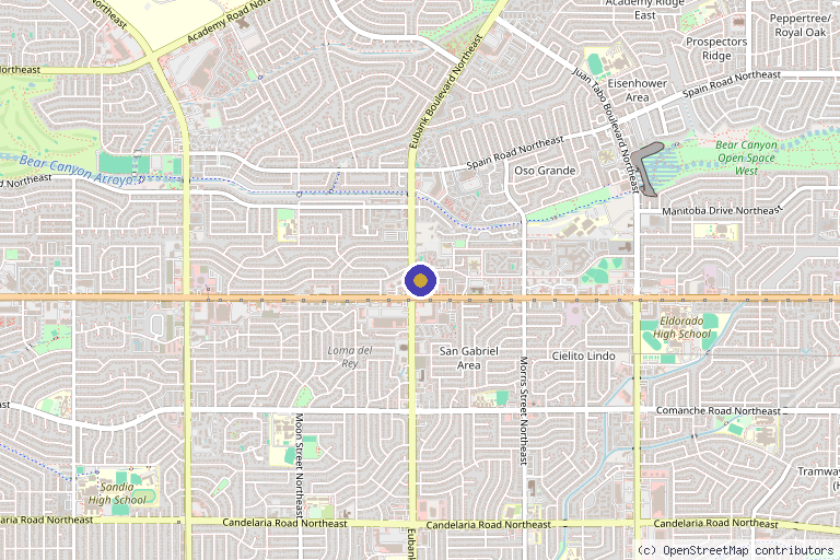 Map showing the location of Foundation Health and Wellness in Albuquerque, NM