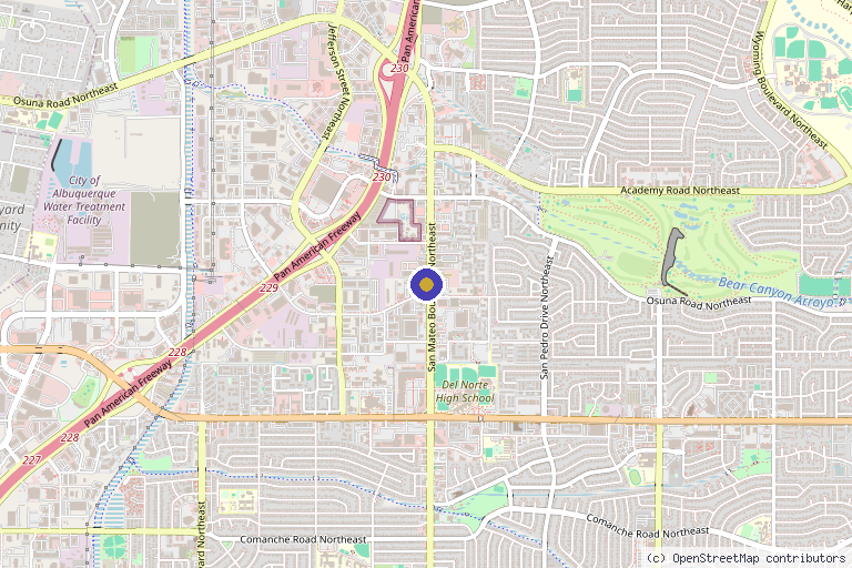 Map showing the location of Precision Medical Hair Restoration & Aesthetics in Albuquerque, NM