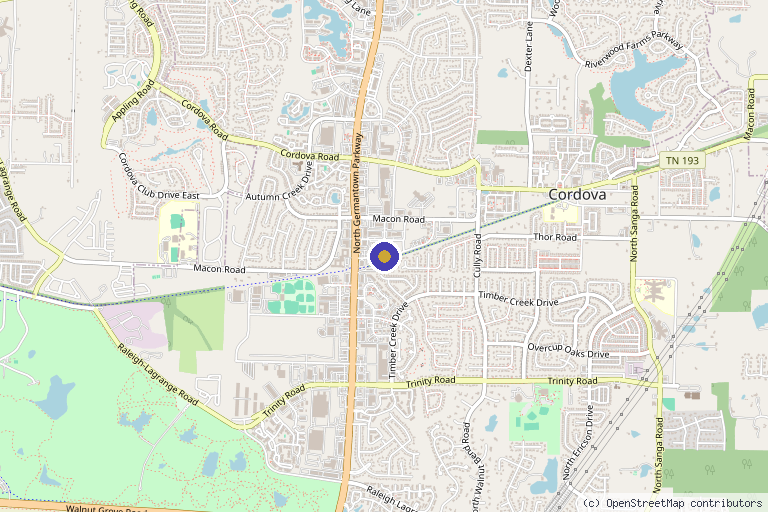 Map showing the location of Midsouth Orthopedic in Memphis, TN