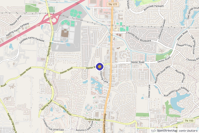 Map showing the location of Memphis Regenerative Healthcare in Memphis, TN