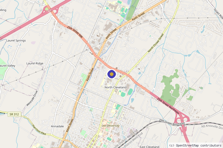 Map showing the location of Regenerative Medicine of East Tennessee in Clarksville, TN