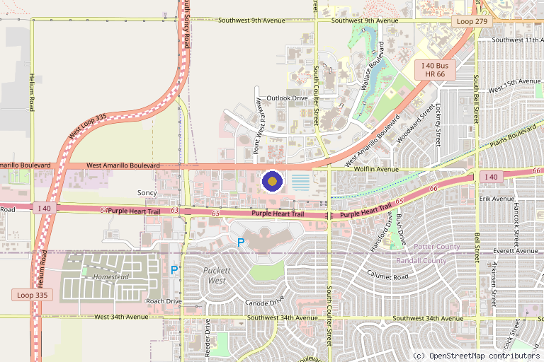 Map showing the location of Skin & Vitality Society in Amarillo, TX