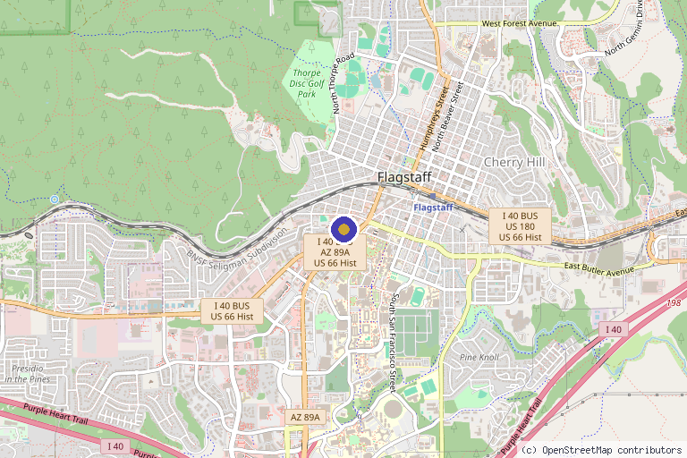 Map showing the location of bare. medical aesthetics in Flagstaff, AZ