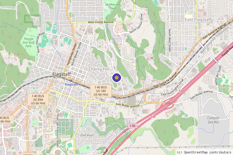 Map showing the location of Flagstaff Bone & Joint in Flagstaff, AZ