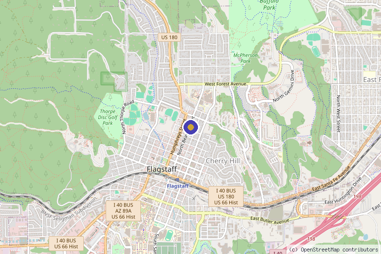 Map showing the location of Mountain Medicine Integrative Wellness Center in Flagstaff, AZ