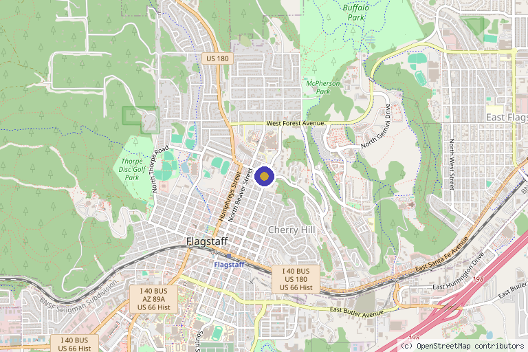Map showing the location of Virtuous Health Centers in Flagstaff, AZ