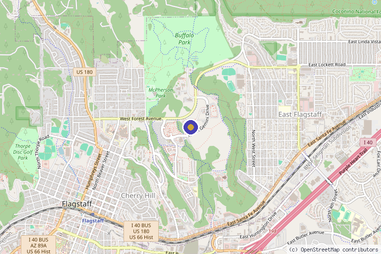 Map showing the location of Northern Arizona Orthopedics in Flagstaff, AZ