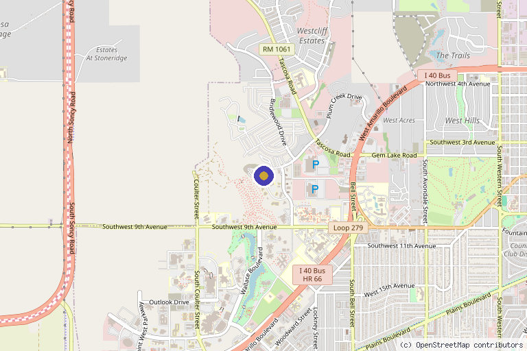 Map showing the location of Amarillo Hair Restoration Center in Amarillo, TX