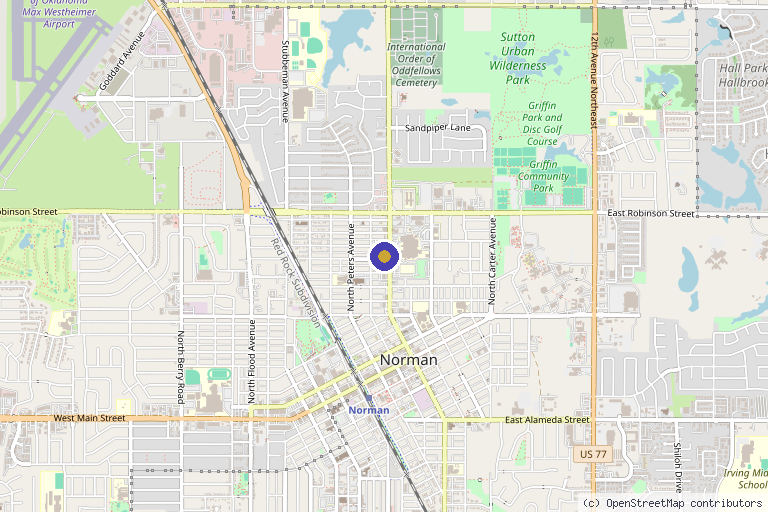 Map showing the location of DermaVeda Aesthetics & Wellness (Norman, OK) in Norman, OK