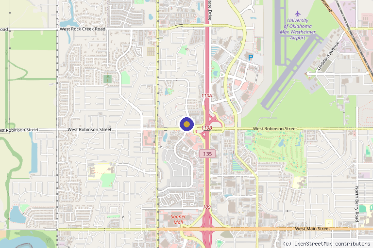 Map showing the location of Oklahoma Pain Physicians in Norman, OK