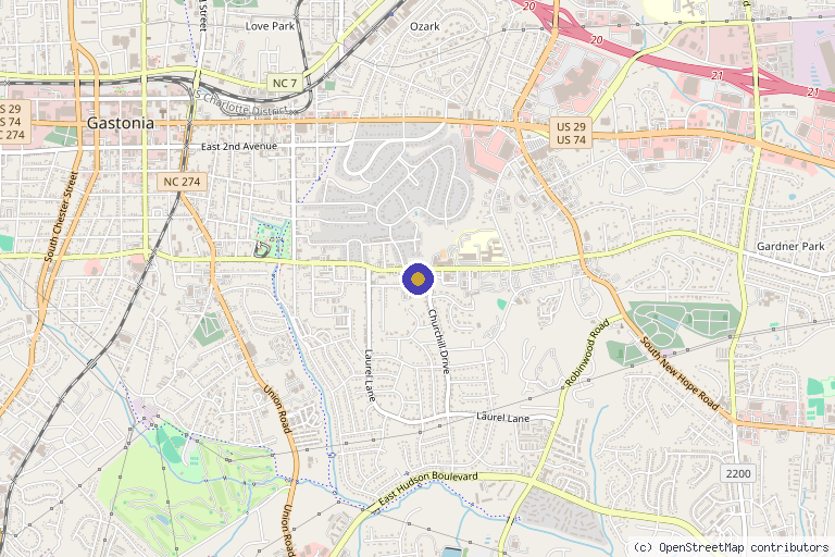 Map showing the location of Bloom Wellness & Aesthetics, PLLC in Gastonia, NC