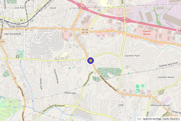 Map showing the location of Tailored Beauty & Wellness PLLC in Gastonia, NC
