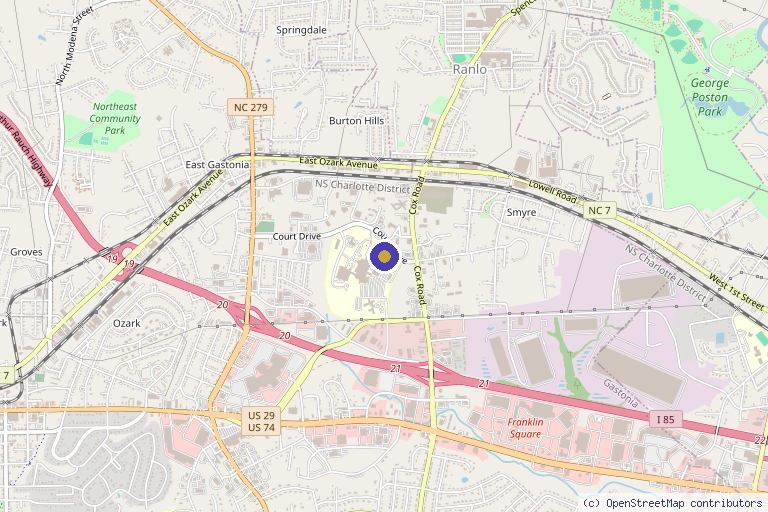 Map showing the location of Medical Aesthetics Regenerative Center (MARC) in Gastonia, NC