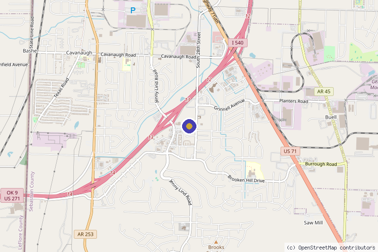 Map showing the location of Arkansas Pain Specialists in Fort Smith, AR