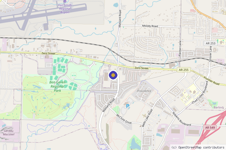 Map showing the location of Onyx Aesthetics and Wellness in Fort Smith, AR