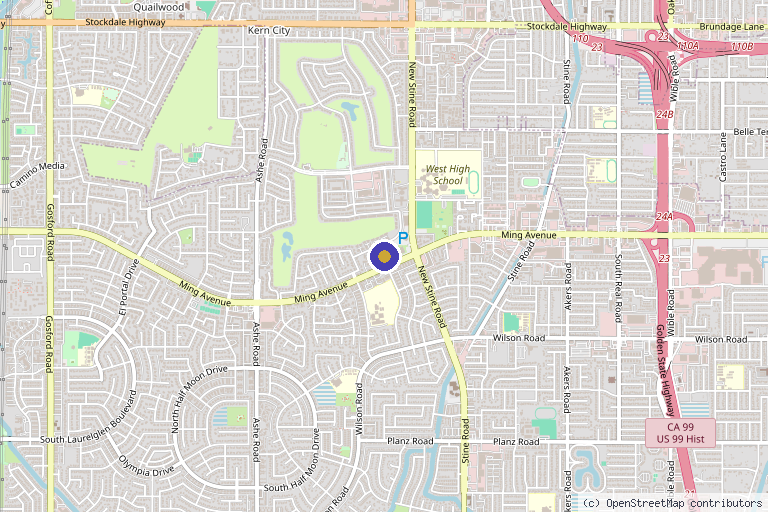 Map showing the location of Bakersfield Concierge and Longevity Medicine in Bakersfield, CA